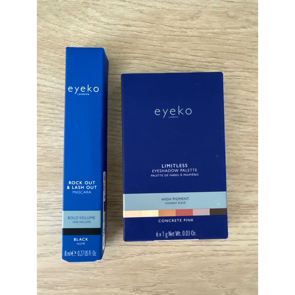 Eyeko London Limitless Eyeshadow Palette Concrete Pink & Black Mascara Bundle